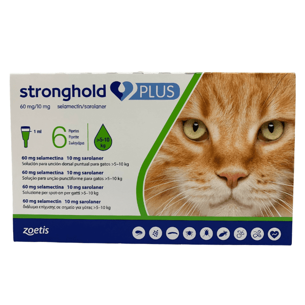 imagen de caja de seis pipetas stronghold gatos de entre cinco y diez kilos de peso